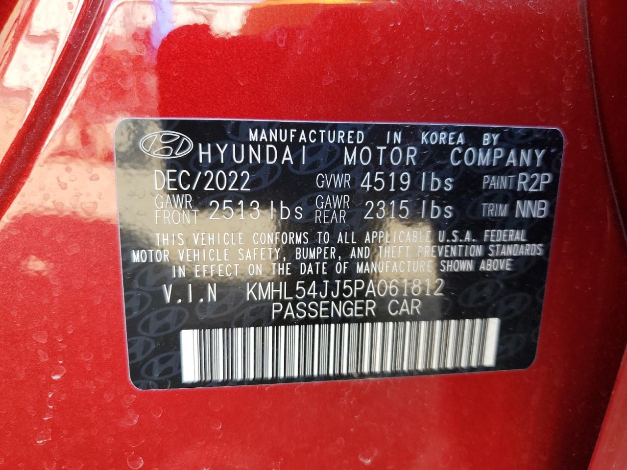 Photo 12 VIN: KMHL54JJ5PA061812 - HYUNDAI SONATA 