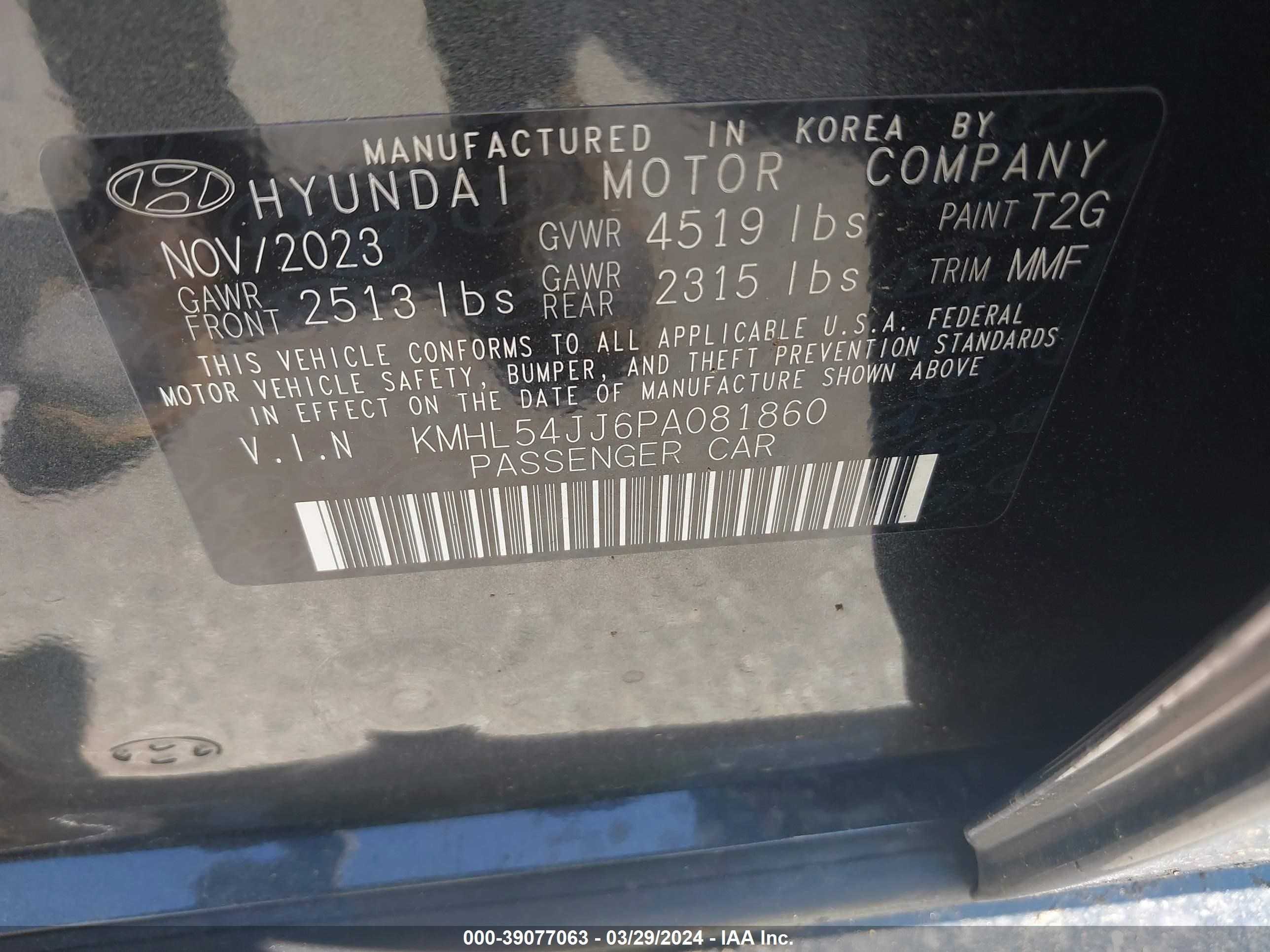 Photo 8 VIN: KMHL54JJ6PA081860 - HYUNDAI SONATA 