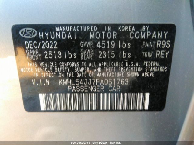 Photo 8 VIN: KMHL54JJ7PA061763 - HYUNDAI SONATA HYBRID 