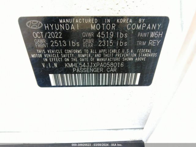 Photo 8 VIN: KMHL54JJXPA058016 - HYUNDAI SONATA HYBRID 