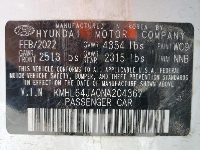 Photo 9 VIN: KMHL64JA0NA204367 - HYUNDAI SONATA SEL 