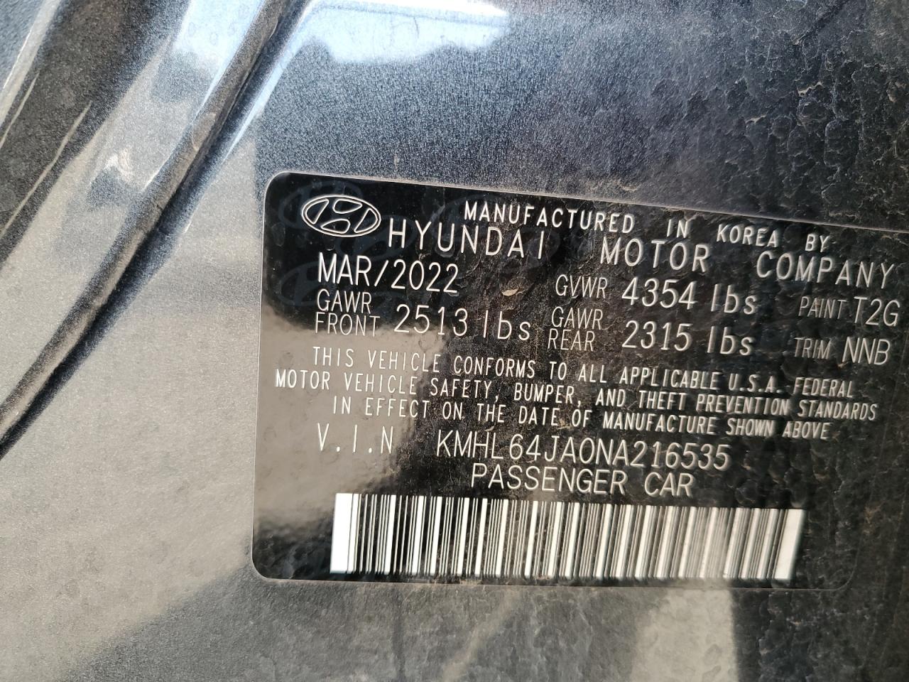 Photo 11 VIN: KMHL64JA0NA216535 - HYUNDAI SONATA 