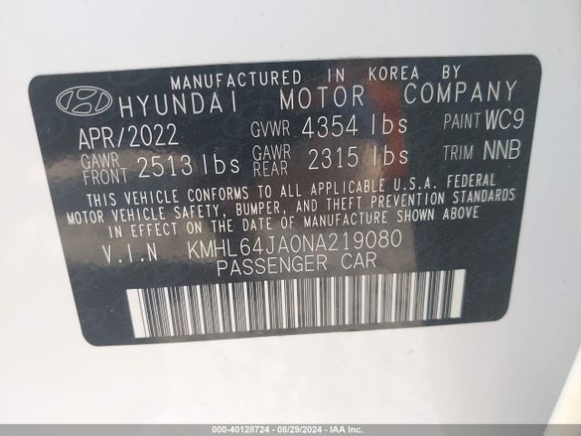 Photo 8 VIN: KMHL64JA0NA219080 - HYUNDAI SONATA 