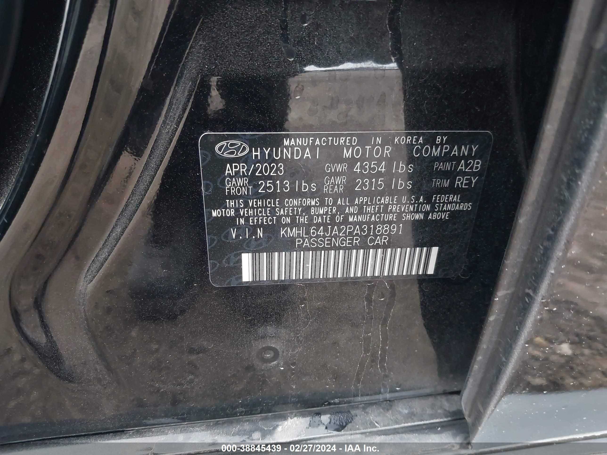 Photo 8 VIN: KMHL64JA2PA318891 - HYUNDAI SONATA 