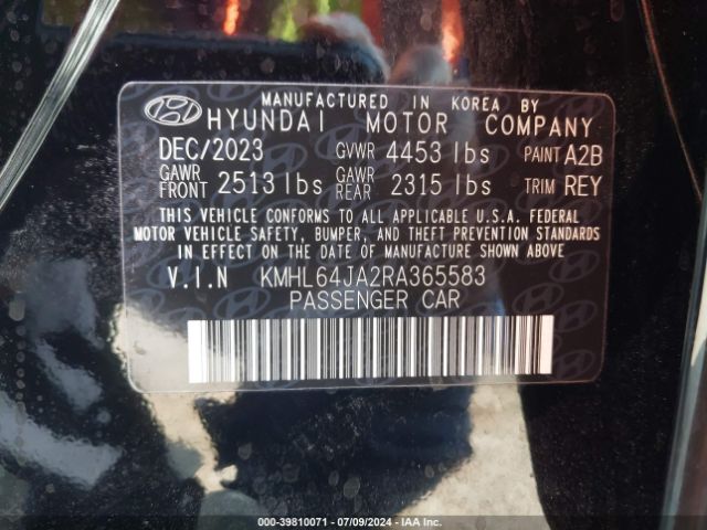 Photo 8 VIN: KMHL64JA2RA365583 - HYUNDAI SONATA 