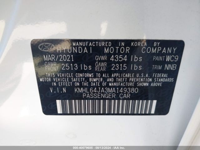 Photo 8 VIN: KMHL64JA3MA149380 - HYUNDAI SONATA 