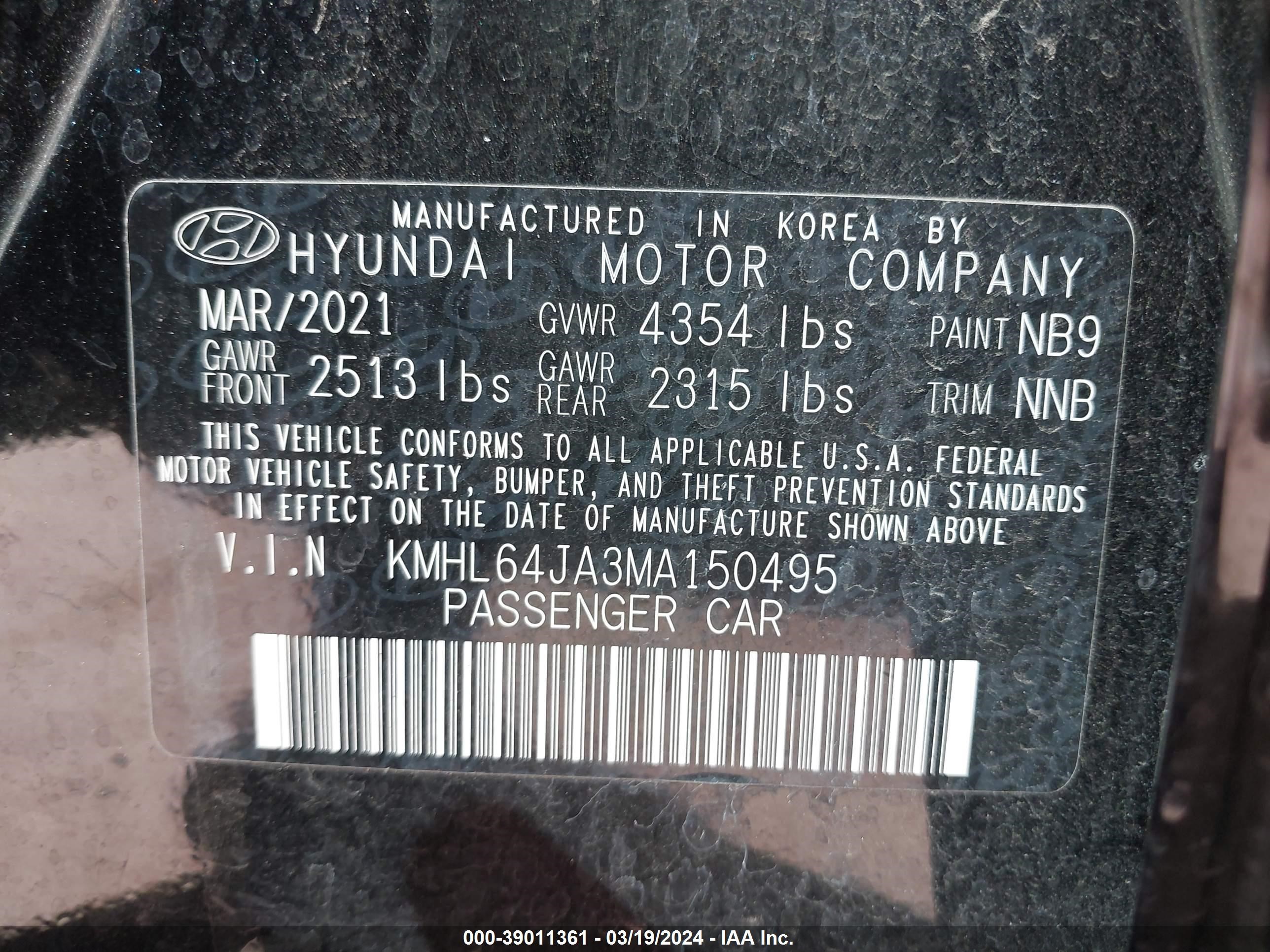 Photo 8 VIN: KMHL64JA3MA150495 - HYUNDAI SONATA 