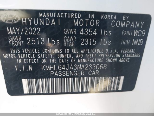 Photo 8 VIN: KMHL64JA3NA233068 - HYUNDAI SONATA 