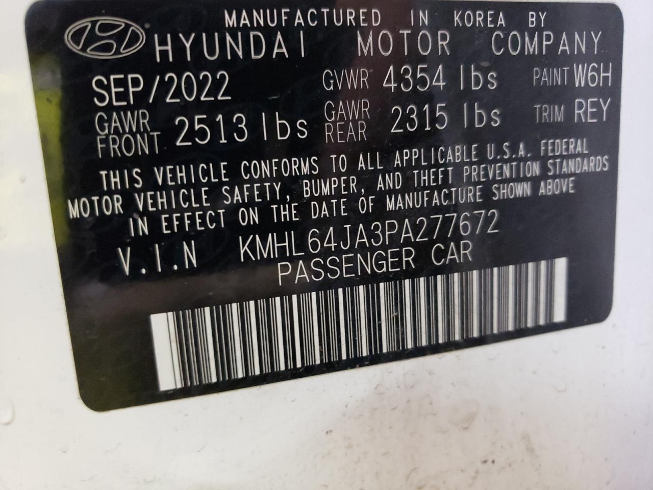 Photo 11 VIN: KMHL64JA3PA277672 - HYUNDAI SONATA 