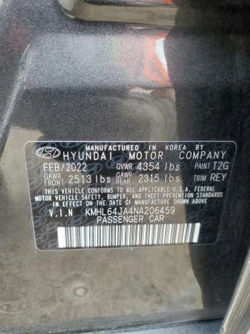 Photo 11 VIN: KMHL64JA4NA206459 - HYUNDAI SONATA SEL 