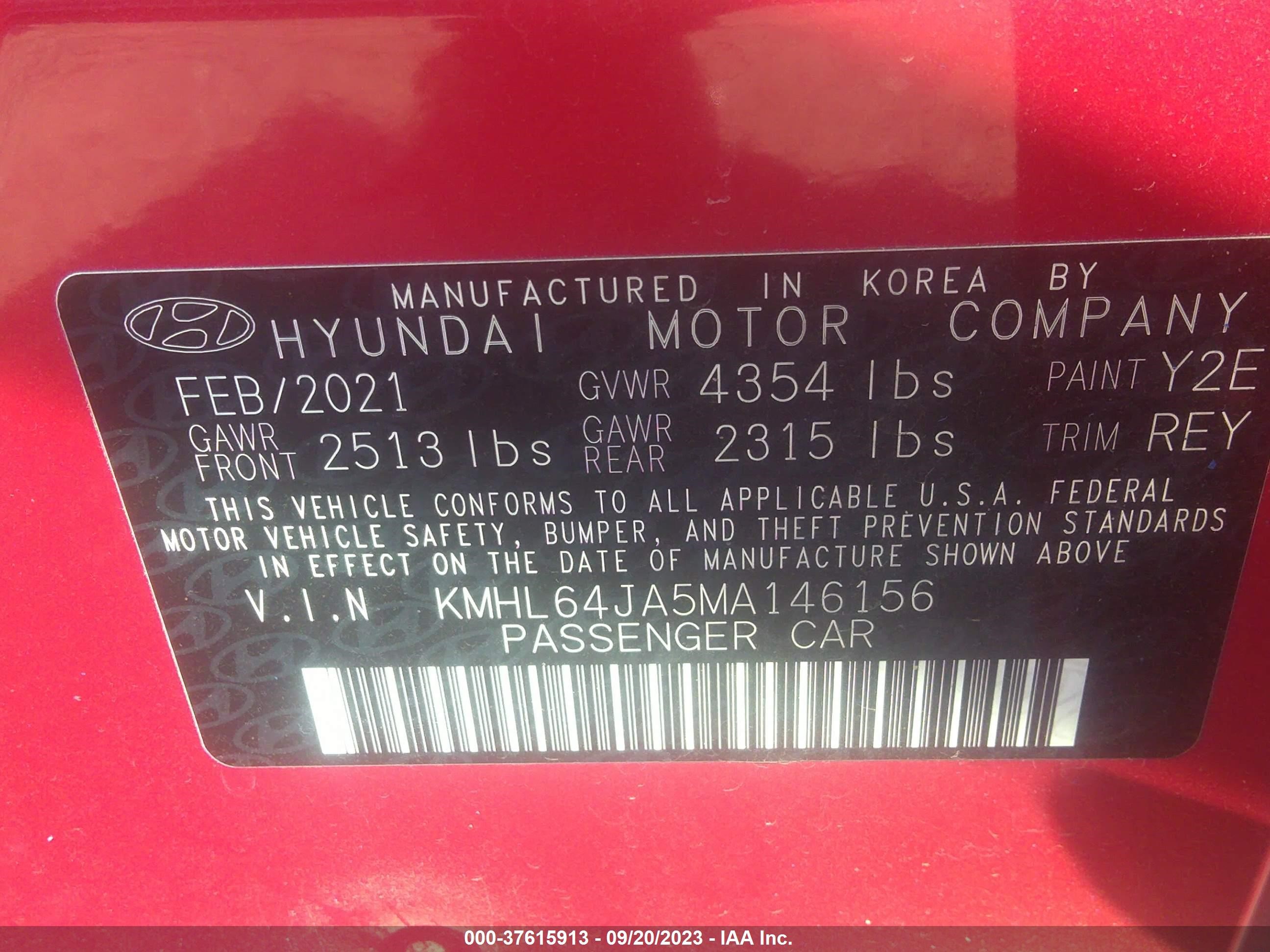 Photo 8 VIN: KMHL64JA5MA146156 - HYUNDAI SONATA 