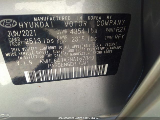 Photo 8 VIN: KMHL64JA7NA167849 - HYUNDAI SONATA 