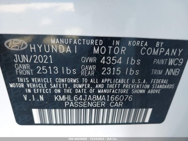 Photo 8 VIN: KMHL64JA8MA166076 - HYUNDAI SONATA 