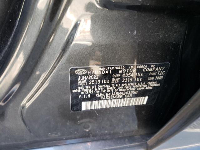 Photo 11 VIN: KMHL64JA9NA243958 - HYUNDAI SONATA SEL 