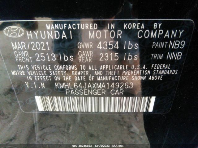 Photo 8 VIN: KMHL64JAXMA149263 - HYUNDAI SONATA 