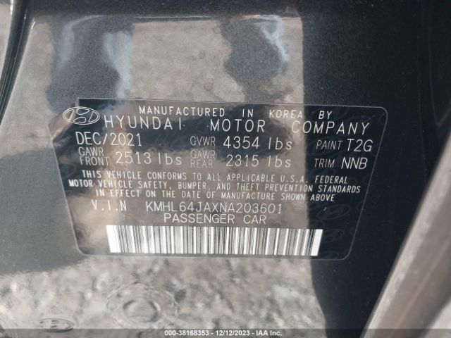 Photo 8 VIN: KMHL64JAXNA203601 - HYUNDAI SONATA 