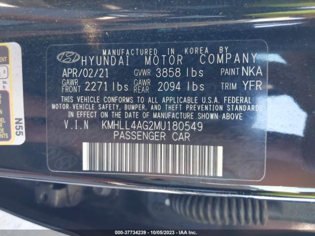 Photo 8 VIN: KMHLL4AG2MU180549 - HYUNDAI ELANTRA 