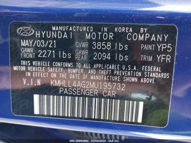 Photo 8 VIN: KMHLL4AG2MU195732 - MITSUBISHI MIRAGE 