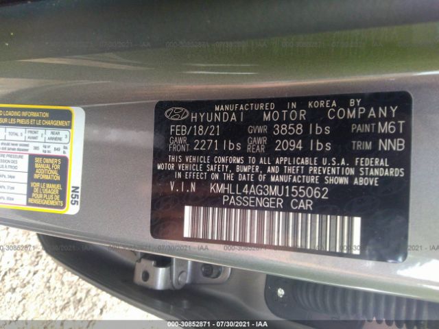 Photo 8 VIN: KMHLL4AG3MU155062 - HYUNDAI ELANTRA 