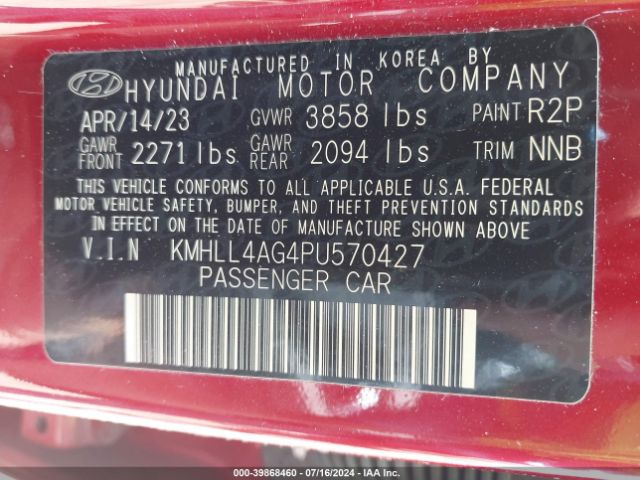 Photo 8 VIN: KMHLL4AG4PU570427 - HYUNDAI ELANTRA 