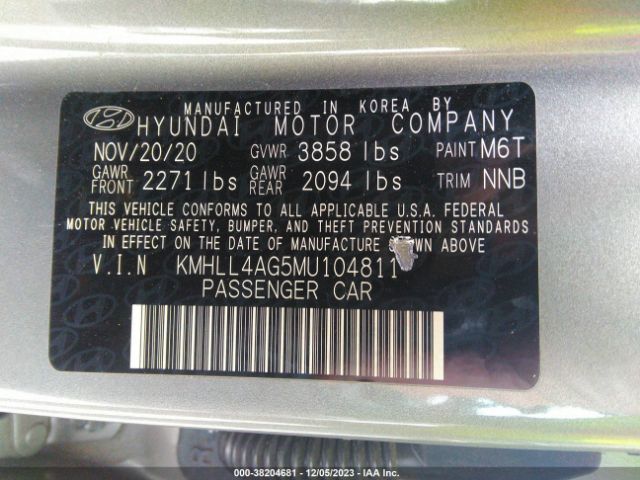 Photo 8 VIN: KMHLL4AG5MU104811 - HYUNDAI ELANTRA 