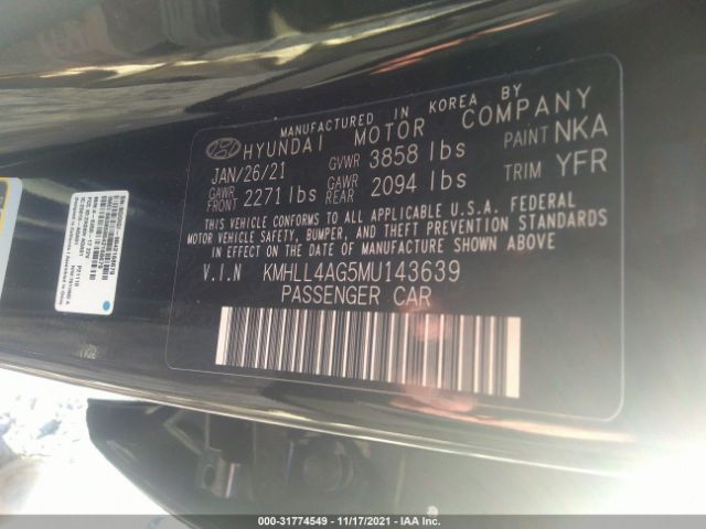 Photo 8 VIN: KMHLL4AG5MU143639 - HYUNDAI ELANTRA 