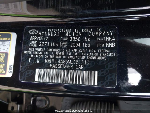 Photo 8 VIN: KMHLL4AG5MU181310 - HYUNDAI ELANTRA 