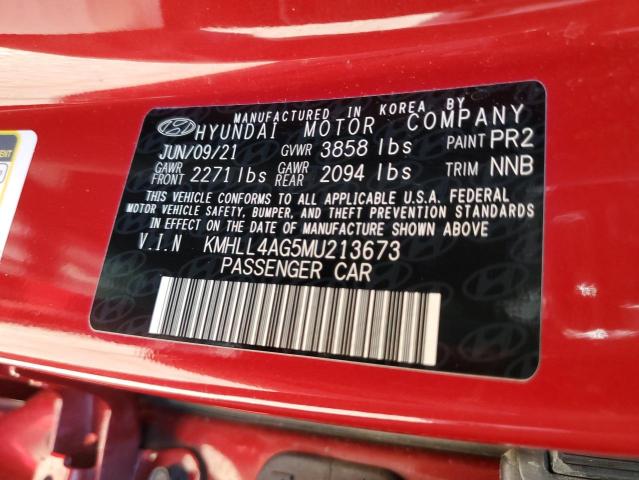 Photo 12 VIN: KMHLL4AG5MU213673 - HYUNDAI ELANTRA 