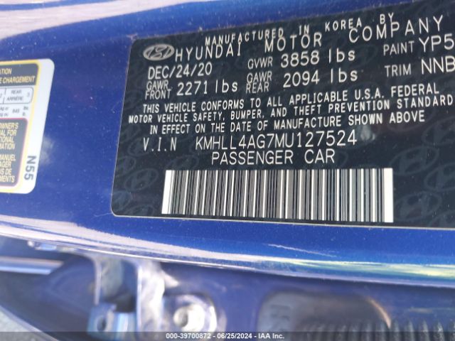 Photo 8 VIN: KMHLL4AG7MU127524 - HYUNDAI ELANTRA 