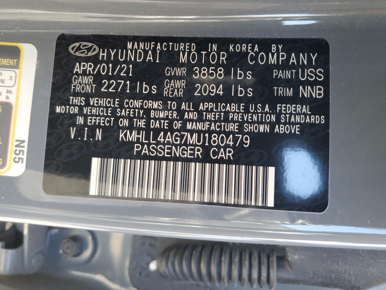 Photo 11 VIN: KMHLL4AG7MU180479 - HYUNDAI ELANTRA 