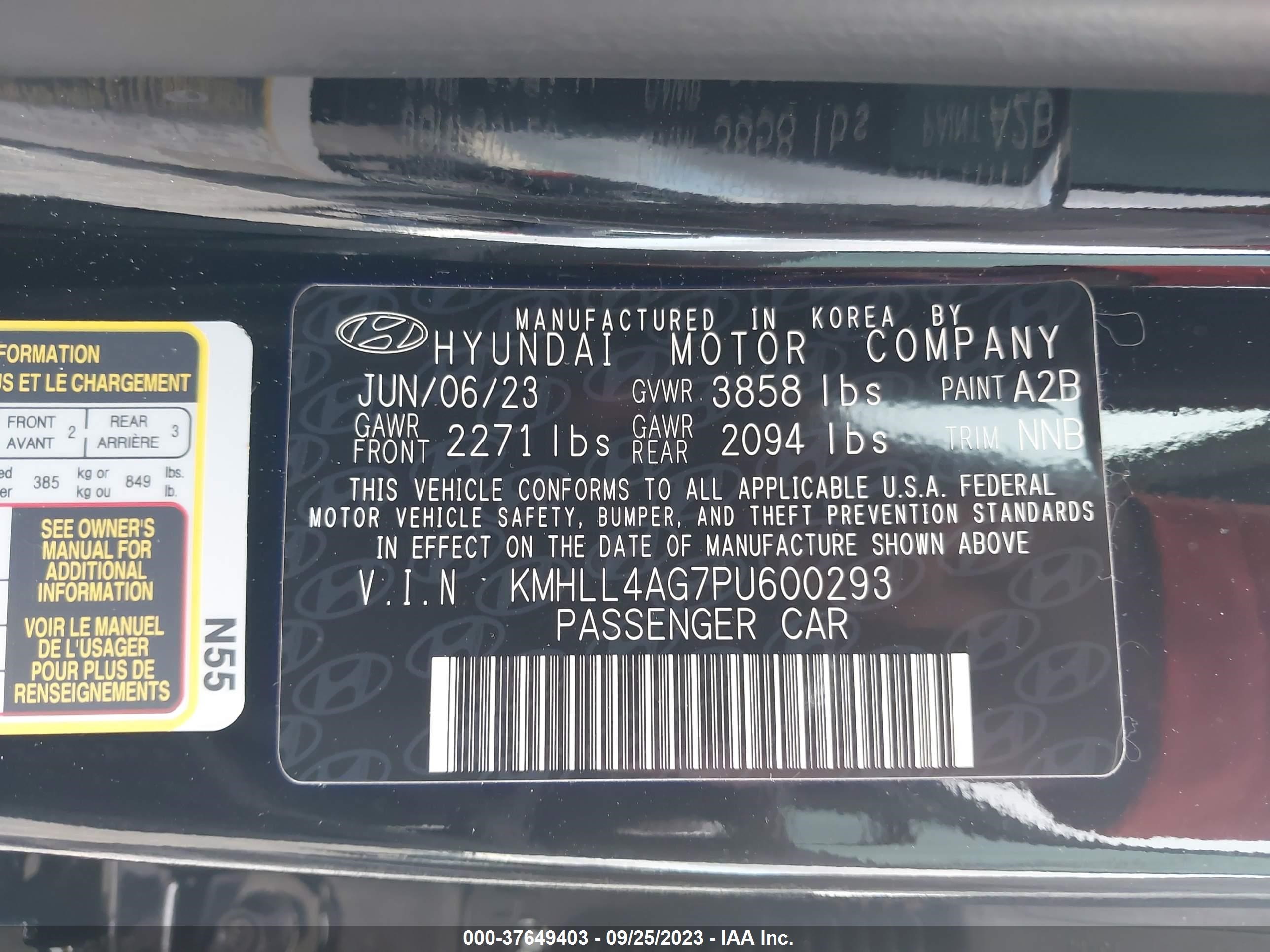 Photo 8 VIN: KMHLL4AG7PU600293 - HYUNDAI ELANTRA 