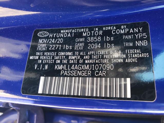 Photo 9 VIN: KMHLL4AGXMU107090 - HYUNDAI ELANTRA SE 