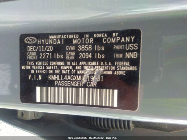 Photo 8 VIN: KMHLL4AGXMU119031 - HYUNDAI ELANTRA 