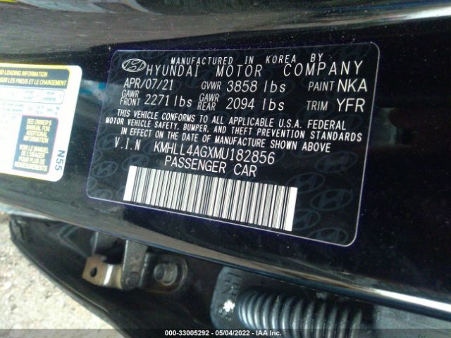 Photo 8 VIN: KMHLL4AGXMU182856 - HYUNDAI ELANTRA 