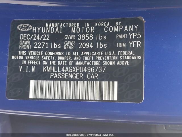 Photo 8 VIN: KMHLL4AGXPU496737 - HYUNDAI ELANTRA 