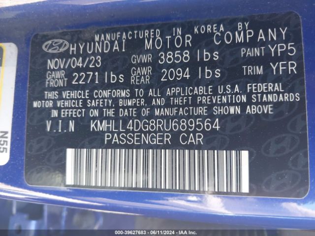 Photo 8 VIN: KMHLL4DG8RU689564 - HYUNDAI ELANTRA 