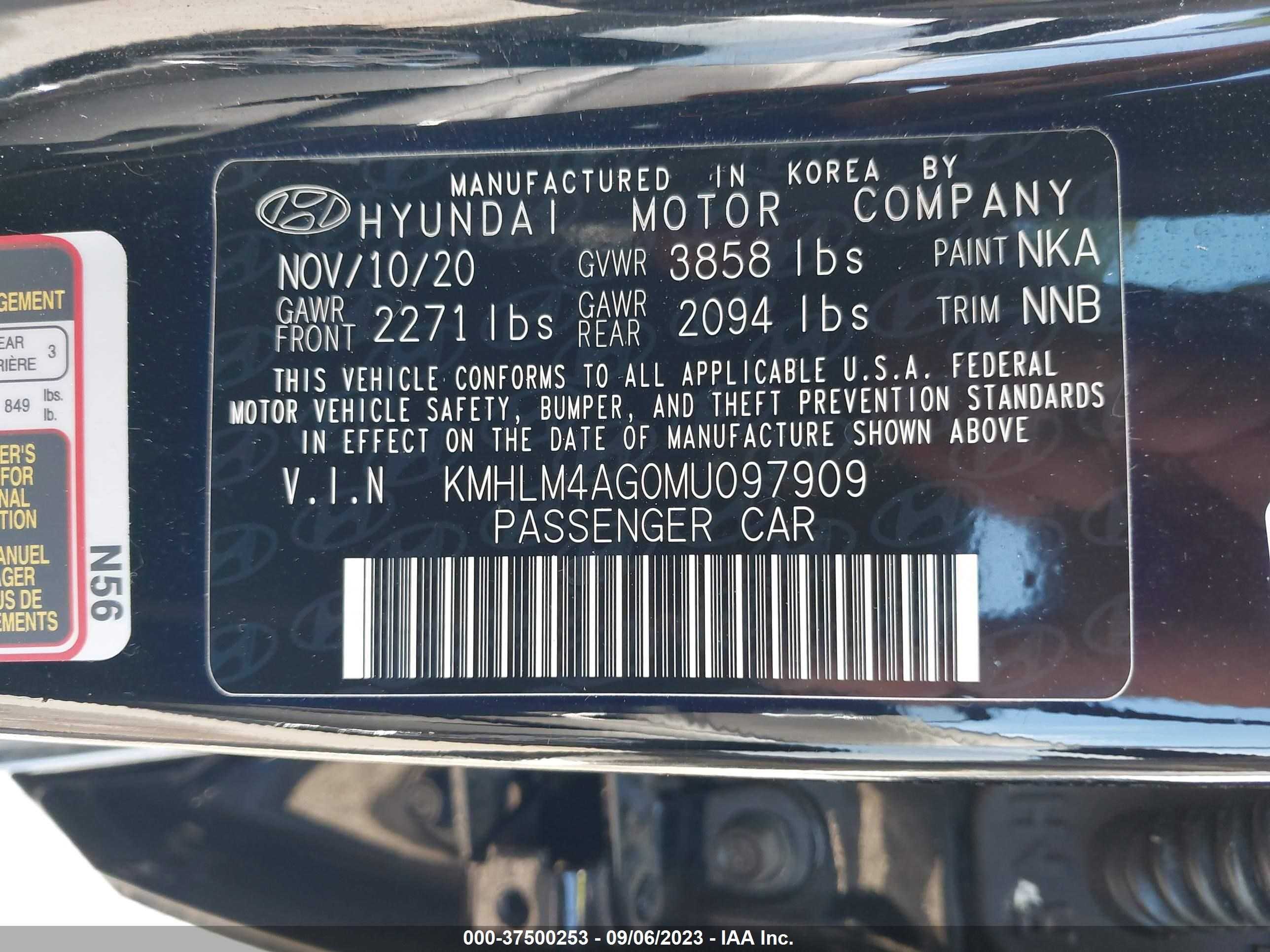 Photo 8 VIN: KMHLM4AG0MU097909 - HYUNDAI ELANTRA 