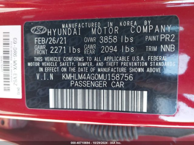 Photo 8 VIN: KMHLM4AG0MU158756 - HYUNDAI ELANTRA 