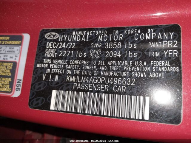 Photo 8 VIN: KMHLM4AG0PU496632 - HYUNDAI ELANTRA 