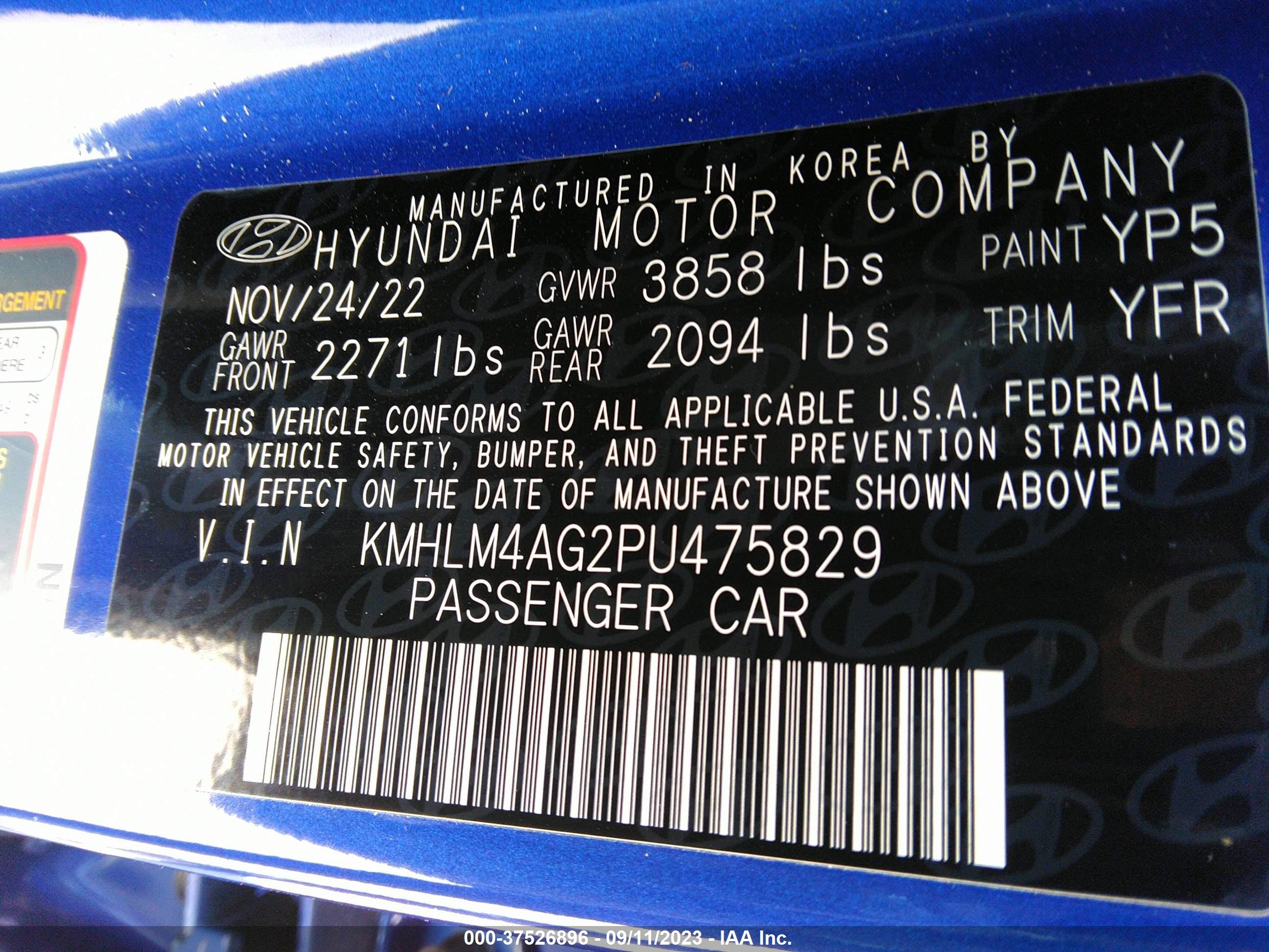 Photo 8 VIN: KMHLM4AG2PU475829 - HYUNDAI ELANTRA 