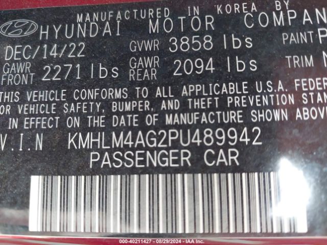 Photo 8 VIN: KMHLM4AG2PU489942 - HYUNDAI ELANTRA 