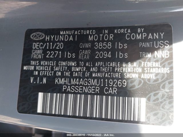 Photo 8 VIN: KMHLM4AG3MU119269 - HYUNDAI ELANTRA 