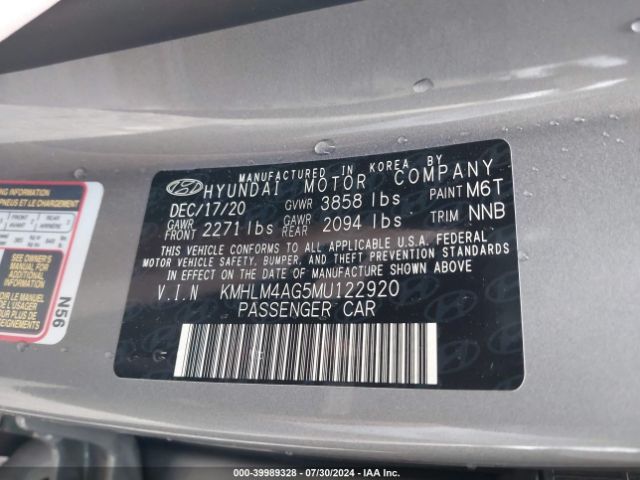 Photo 8 VIN: KMHLM4AG5MU122920 - HYUNDAI ELANTRA 