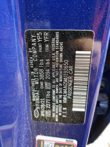 Photo 11 VIN: KMHLM4AG5MU193650 - HYUNDAI ELANTRA SE 