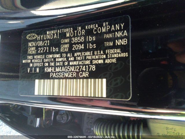 Photo 8 VIN: KMHLM4AG5NU274178 - HYUNDAI ELANTRA 