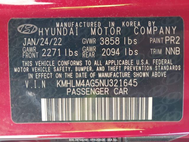 Photo 8 VIN: KMHLM4AG5NU321645 - HYUNDAI ELANTRA 