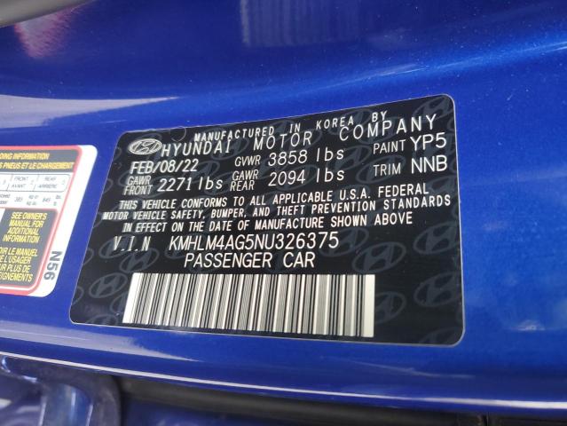 Photo 11 VIN: KMHLM4AG5NU326375 - HYUNDAI ELANTRA 