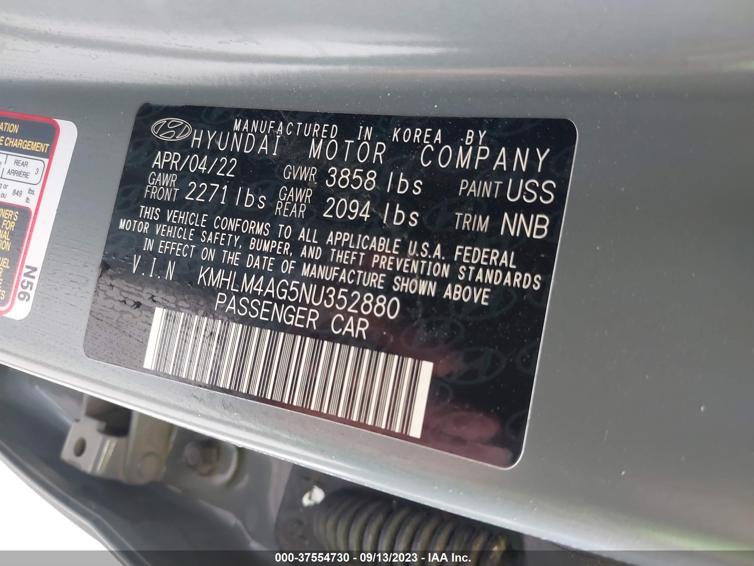 Photo 8 VIN: KMHLM4AG5NU352880 - HYUNDAI ELANTRA 