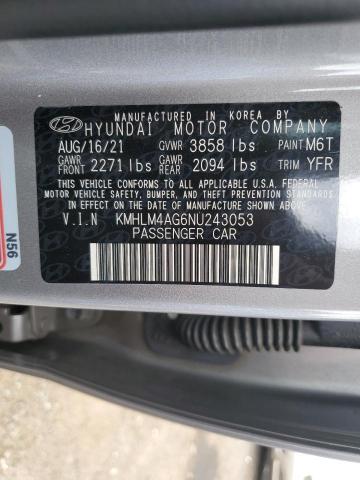 Photo 12 VIN: KMHLM4AG6NU243053 - HYUNDAI ELANTRA 