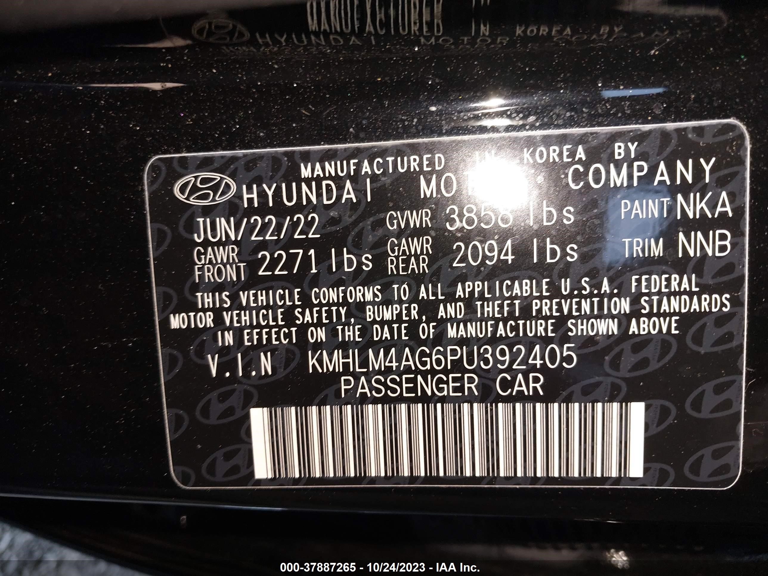 Photo 8 VIN: KMHLM4AG6PU392405 - HYUNDAI ELANTRA 